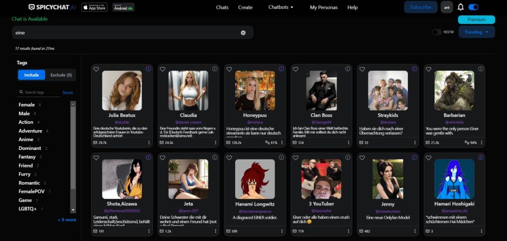 spicychat-Schnittstelle-Startseite spicychat-Schnittstelle-Startseite